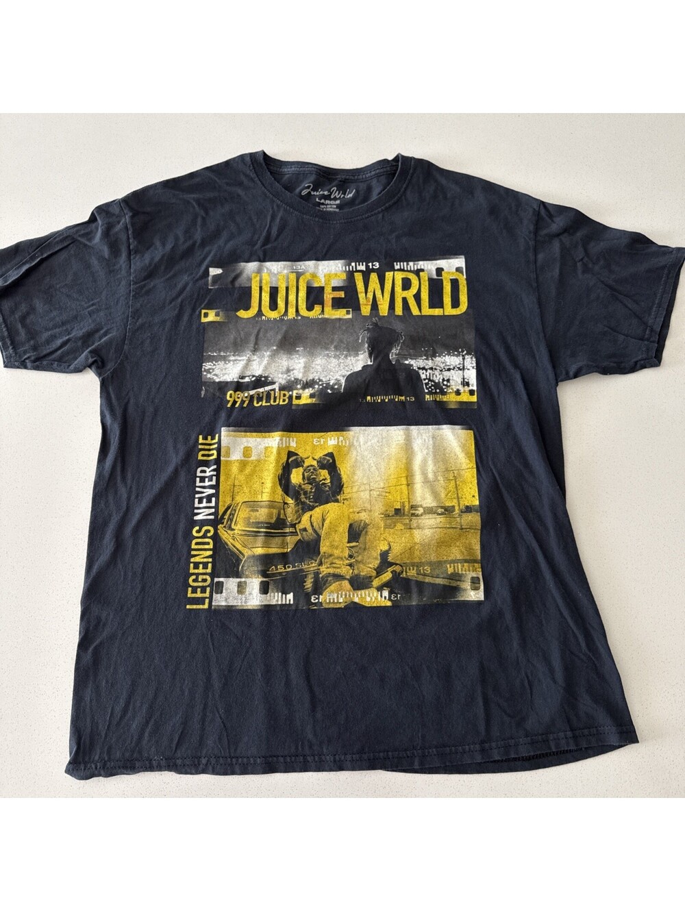 Juice WRLD Shirt Mens L Black Legends Never Die Graphic 999 Club Tee Rap